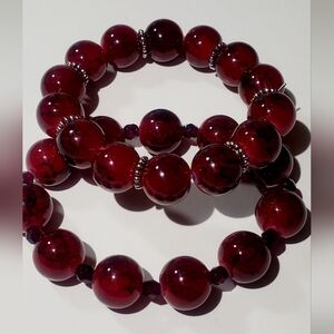 Elegant Red Glass Beaded Bracelet